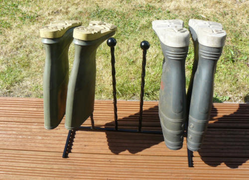 Wrought iron metsal welly racks