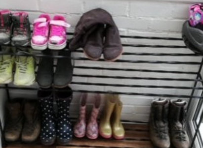 Bespoke wrought iron shoe - boot rack organiser